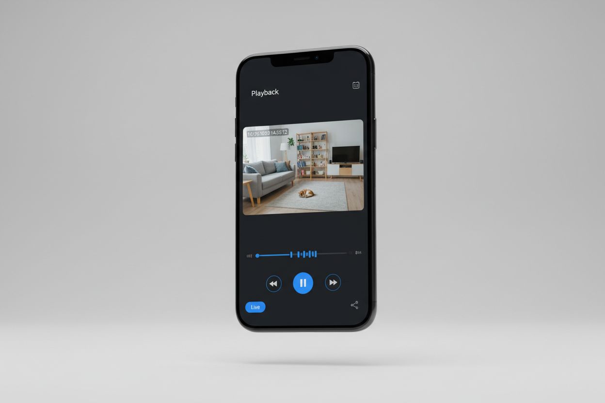 Interfaz de reproducción de EseeCloud mostrando línea de tiempo y grabaciones